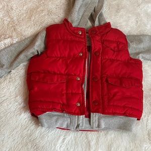 Old Navy Toddler Red Puffer Vest Hooded Jacket